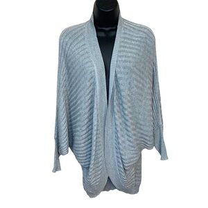 Small Joseph A Grey Silver Glitter Thread Cardigan Shrug Open Front Sweater 4 6